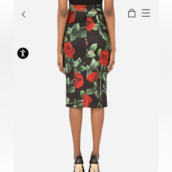 FLORAL TANGO MIDI SKIRT IN ROSES PRINT WITH BACK SLIT BACK ZIPPER - Picture 8 of 9